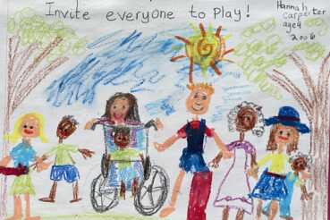 Pictures colored by young child called Invite Everyone to Play